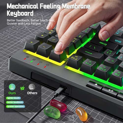 Redragon K517 Pro Wired Gaming Keyboard, RGB Backlit, Mechanical Feel 94 Keys Computer Keyboard with 4 Macro Keys, Number Pad, Anti-Ghosting, 4000mAh Battery for Win/MAC, PS4/5