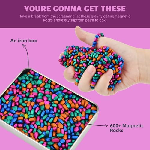 LCVUUK Magnetic Putty Stones,Multicolor More Than 600 Weak Magnetic Smooth Ferrite Pebbles, Magnet Rock Desk Toys and Time-Killer for Adults