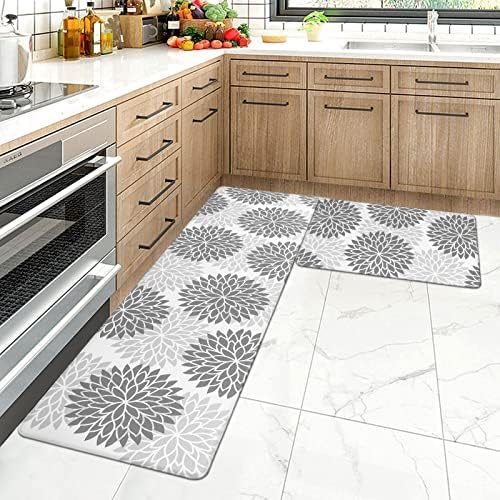 HEBE Anti Fatigue Kitchen Rugs Set of 2, Cushioned Kitchen Mats for Floor