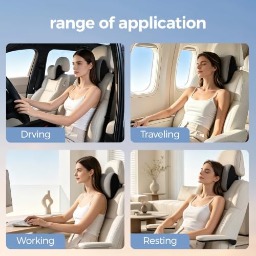 BABUR Car Neck Pillow Ergonomic 100% Memory Foam Headrest for Driving Seat