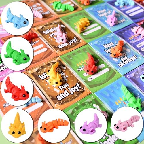 28pcs Axolotl 3D Printed Animals，Easters Basket Stuffers