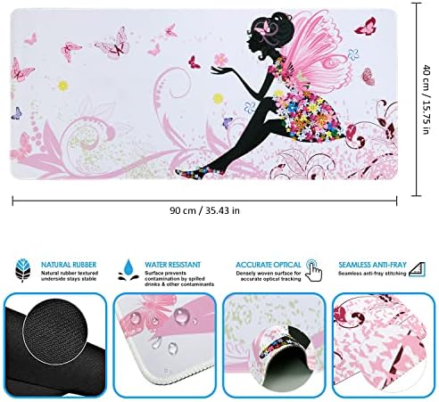 iCasso Extended Gaming Mouse Pad 35.4x15.7in,Game,Home,Butterfly Girl