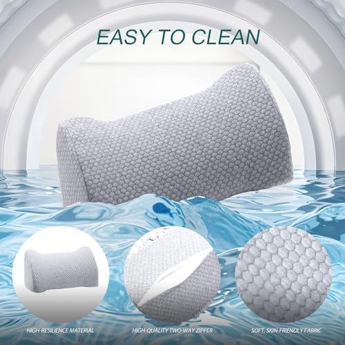 Lumbar Support Pillow Memory Foam Breathable Support for Office Chair, Car Seat, Sofa, Bed - Relieves Back, Spine, Neck Pain for Ergonomic Comfort White 22 * 11 * 7.5in