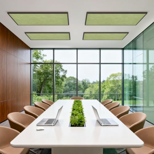 4 Pcs Fluorescent Light Covers for Ceiling Lights Green Olive Grunge Matte Magnetic Light Filters Decorative for Classroom Office Hospital Home 4x2 Ft