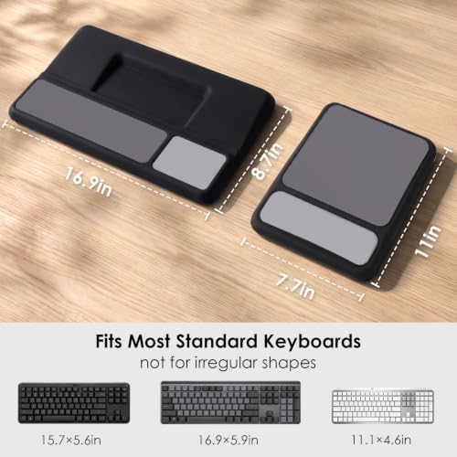 3-in-1 Ergonomic Keyboard Stand & Mouse Pad Set with Wrist Rest, Black