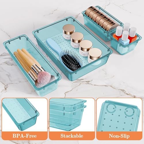 SpaceHacks 25 PCS Plastic Drawer Organizer, 4-Size Versatile Organizer Trays & storage Bins
