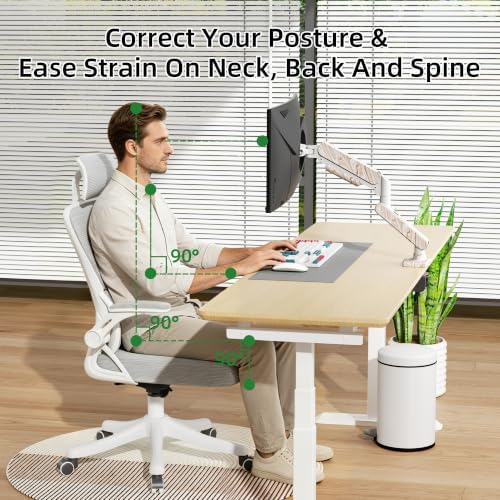 Single Monitor Arm for 17 to 35 inch, Hold 22 lbs, (Light Wood)