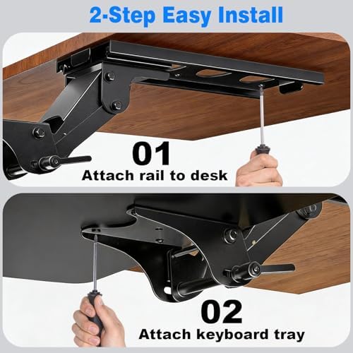 Under Desk Keyboard Tray, Adjustable Height & Tilt, 25 x 9.8 in, 11 lb