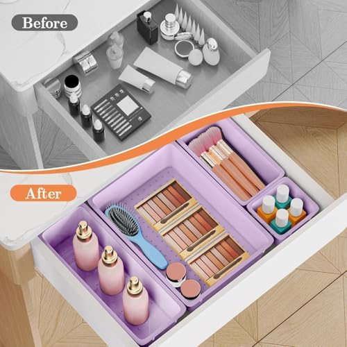 SpaceHacks 25 PCS Plastic Drawer Organizer, 4-Size Versatile Organizer Trays & storage Bins