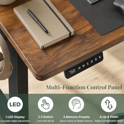 Electric Standing Desk,63in for Home,Office,Gaming,Brown