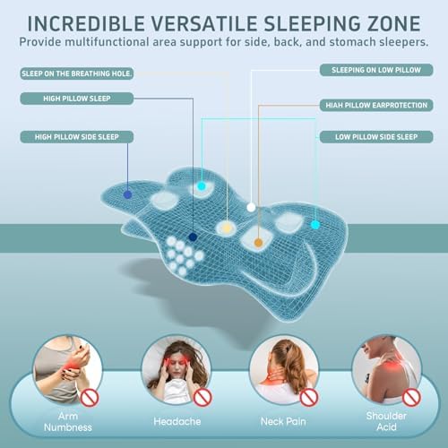 Cervical Pillow, Butterfly Shape Ice Silk Foam (Gray)
