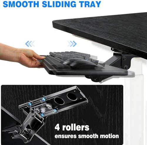 Under Desk Keyboard Tray, Adjustable Height & Tilt, 25 x 9.8 in, 11 lb