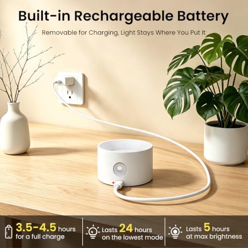 Koopala 3PACK Rechargeable LED Wall Sconce, Cordless Battery with Remote, Powered Wall Sconce, 3 Brightness Levels, 360° Swivel Magnetic Shade for Bedrooms, Hallways, Den and Reading Spaces（White）