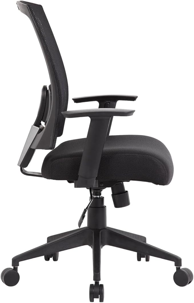 Ergonomic Black Mesh Back Task Chair Breathable Supportive Design Swivel Adjustable Height Rolling Casters Lumbar Comfort Contoured Seat Stylish Modern Office Furniture Durable Structure