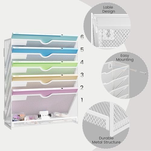 Hanging Wall File Organizer 6-Tier Wall Mount Mail Organizer