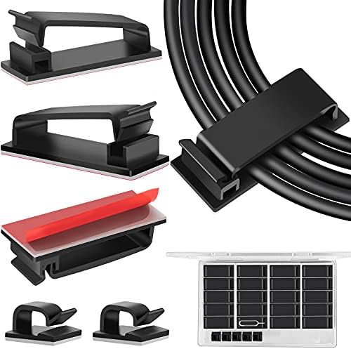 TidyHelper 20 PCS Cable Management Clips, Black, for Multiple Cords