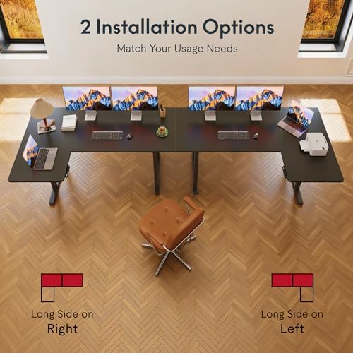 SANODESK L Shaped 4-Leg Large Electric Height Adjustable Standing Desk