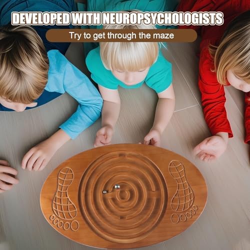 Jellyarch Maze Balance Board with 2 Bead Wobble Wood Board for Leg Workout