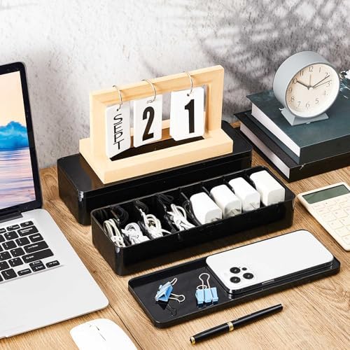 Tatuo Cord Organizer Box with Lid, Black, 1 Pack