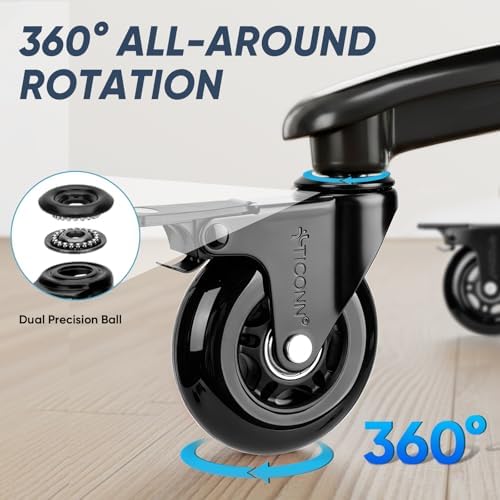 TICONN Office Chair Wheels, 3" Caster Wheels for Tile Carpets, Set of 5