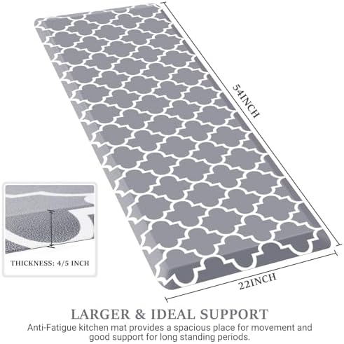 WISELIFE Anti Fatigue Mats for Kitchen Floor, 22" x 54", 4/5 Inch, Grey