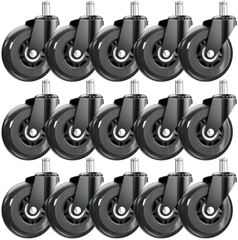 3 Inch Office Chair Wheels, Set of 15 (Black)