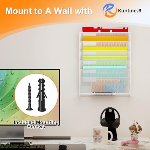 Kuntine.B Wall File Organizer Office Hanging Magazine Holder Wall File Organizer for Office Home