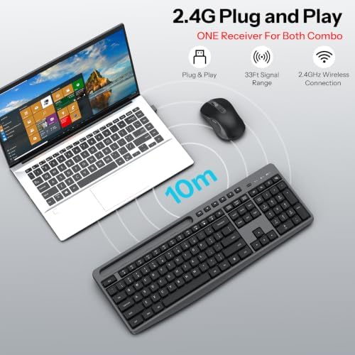 OMOTON Wireless Keyboard and Mouse Combo,2.4G USB Receiver & Phone Holder