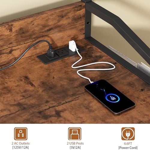 Printer Stand with Fabric Drawers, Lateral Office Filing Cabinets with Power outlets & USB Charging Port, File Cabinet with Large Printer Stands for Home Office, Shredder Stand (Rustic Brown)
