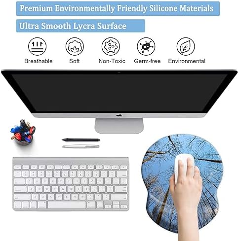 Ergonomic Wrist Support Mouse Pad - Comfortable Computer Mouse Pad with Non-Slip PU Base for Home Office Working Gaming (Tree Forest)