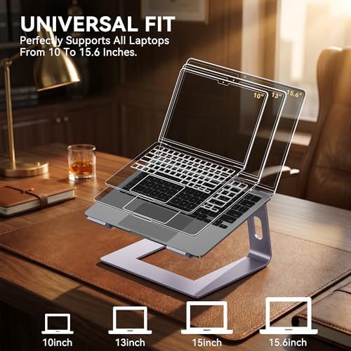 SOUNDANCE Laptop Stand, Aluminum Ergonomic Desk Riser, 10-15.6", Purple