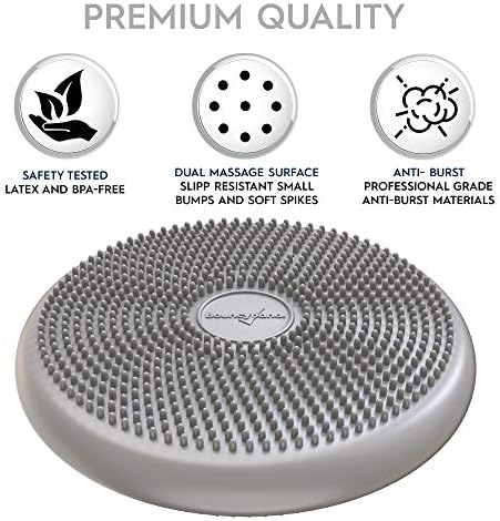Bouncyband – Wiggle Seat – Silver, 13” D – Large Sensory Cushion for Kids