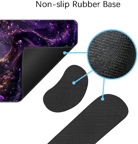 MIBITRI Keyboard Mouse Pad Set, Extended Gaming Mouse Pad+Ergonomics Keyboard Wrist Rest Support, Memory Foam, Easy Typing Pain Relief, 4Pcs XXL Ultra Thick Desk Mat, Dragon