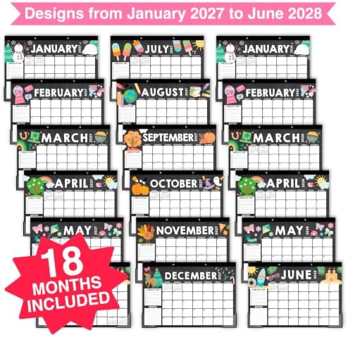 Large Desk Calendar 2027 - Desktop Calendar 2027-2028