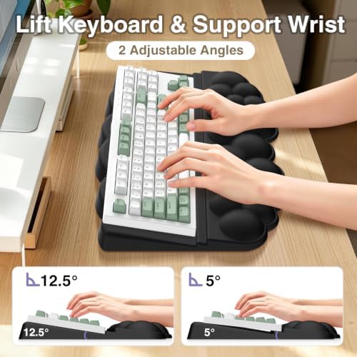 Sushret Cloud Wrist Rest with Keyboard Stand, Keyboard Riser with Wrist Pad