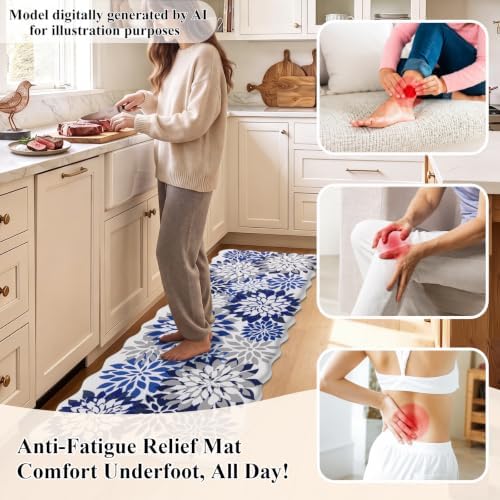 HEBE Anti Fatigue Kitchen Rugs Set of 3, Cushioned Kitchen Mats for Floor