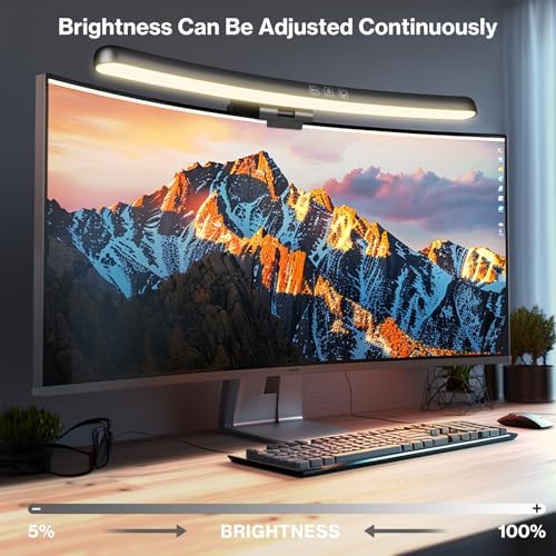 Monitor Light Bar, Curved Computer Monitor Lamp for Eye Caring LED Dimmable Screen Light Bar, 3 Color Temperature Mode Lights, Touch Control USB Powered Monitor Lamp for Desk/Office/Home/Game