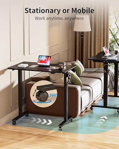 BIZUM 39.4" Small Electric Standing Desk Height Adjustable, Whole Piece Stand Up Computer Desk Work Study Writing Gaming Desks for Home Office Black