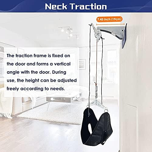 Neck Stretcher Cervical Traction Device for Pain Relief – Over The Door Neck Hammock for Home Use, Spine Decompression Harness Sling, Hanging Stretcher with Cervical Stabilizer & Tension Relief