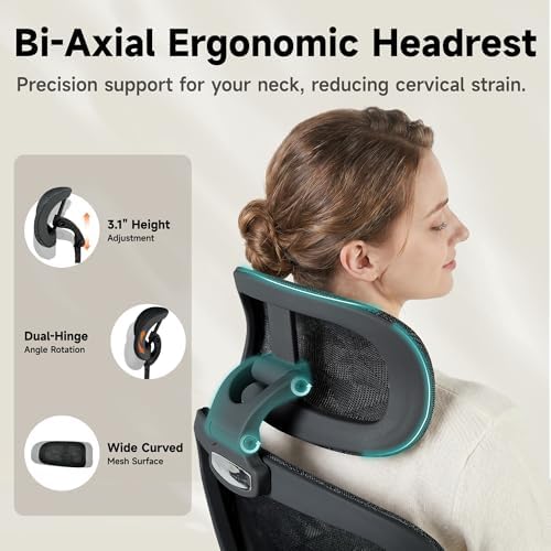 Korser Ergonomic Mesh Office Chair with Footrest, Big and Tall Desk Chair with 4D Flip-Up Arms, Auto-Tracking Lumbar Support, 3D Headrest, High Back Computer Gaming Chair for Home Office, Black