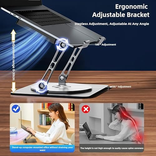 Adjustable Laptop Stand with Cooling Fan & 360 Rotating Base
