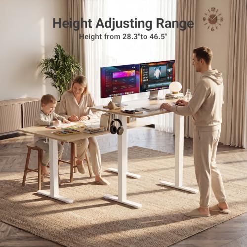 Claiks Electric Height Adjustable Standing Desk, 55x24 Inch, Nature