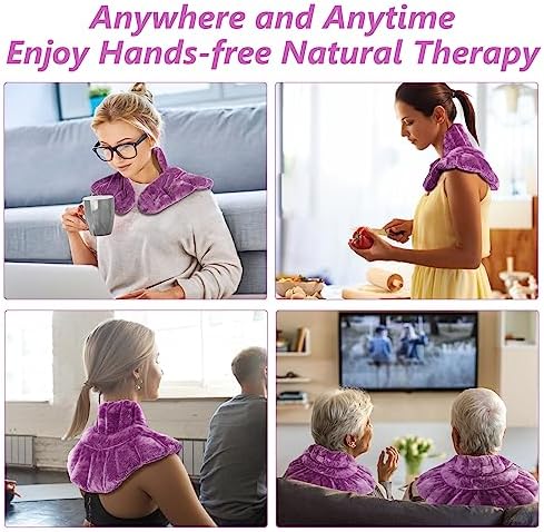 RelaxCoo Microwavable Heating Pad for Neck, Shoulders, and Back - Weighted Neck Warmer with Moist Heat, Purple, Lavender Scented