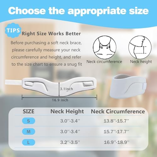 Neck Brace for Neck Pain and Support, Cervical Collar - Relieves Pain & Spine Pressure, Neck Support Brace Wraps Keep Vertebrae Stable and Aligned (Midium)