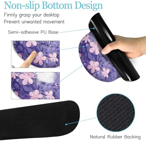 LIMKRIAN Purple Mouse Pad Large Desk Mat Set, Kawaii Cat Gaming Mousepad