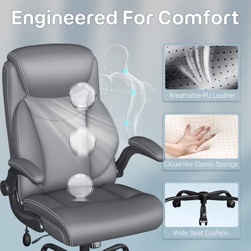 Ergonomic Office Chair,Inflatable Lumbar Support High Back Chair,Gray