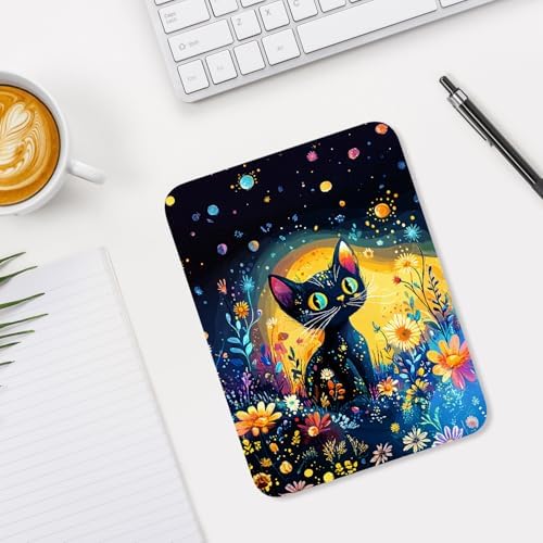 Small Mouse Pad, Mini Mouse Pad 6 x 8 Inch, Thick Rubber Waterproof Mouse Mat, Cute Mousepad for Women Men Wireless Mouse Laptops Home Office, Calico Cat
