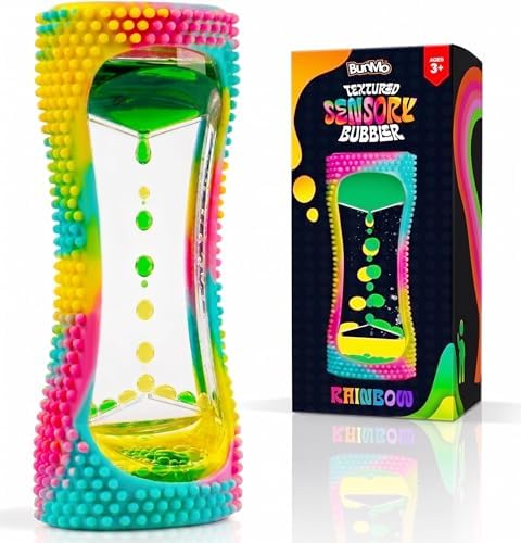 BUNMO Liquid Motion Bubbler Sensory Toy for Kids & Adults – Gentle Fidget Toy for Mindfulness – Stimulating Visual Sensory Experience – Colorful Bubble Fidget Timer for Desk & Travel - Rainbow