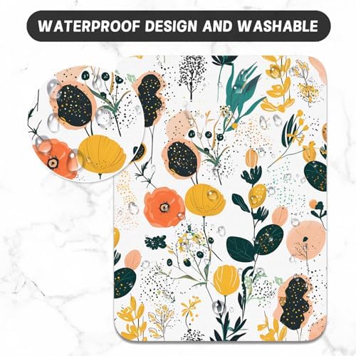 Small Mouse Pad, Mini Mouse Pad 6 x 8 Inch, Thick Rubber Waterproof Mouse Mat, Cute Mousepad for Women Men Wireless Mouse Laptops Home Office, Flower Seamless Pattern