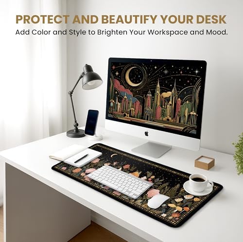 Aesthetic Desk Mat, Cute Wildwood Fox Desk Pad Protector for Work & Decor, 31.5" x 11.8", Pretty Non-Slip Extended Mouse Pad for Office or Home
